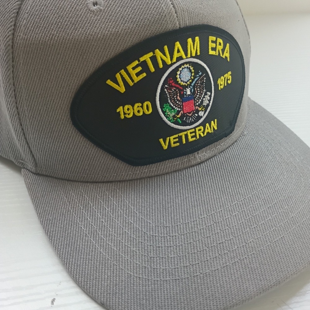 Gray Vietnam Era Veteran Patch Hat Cap Strap Back 1960 1975 - Picture 7 of 7